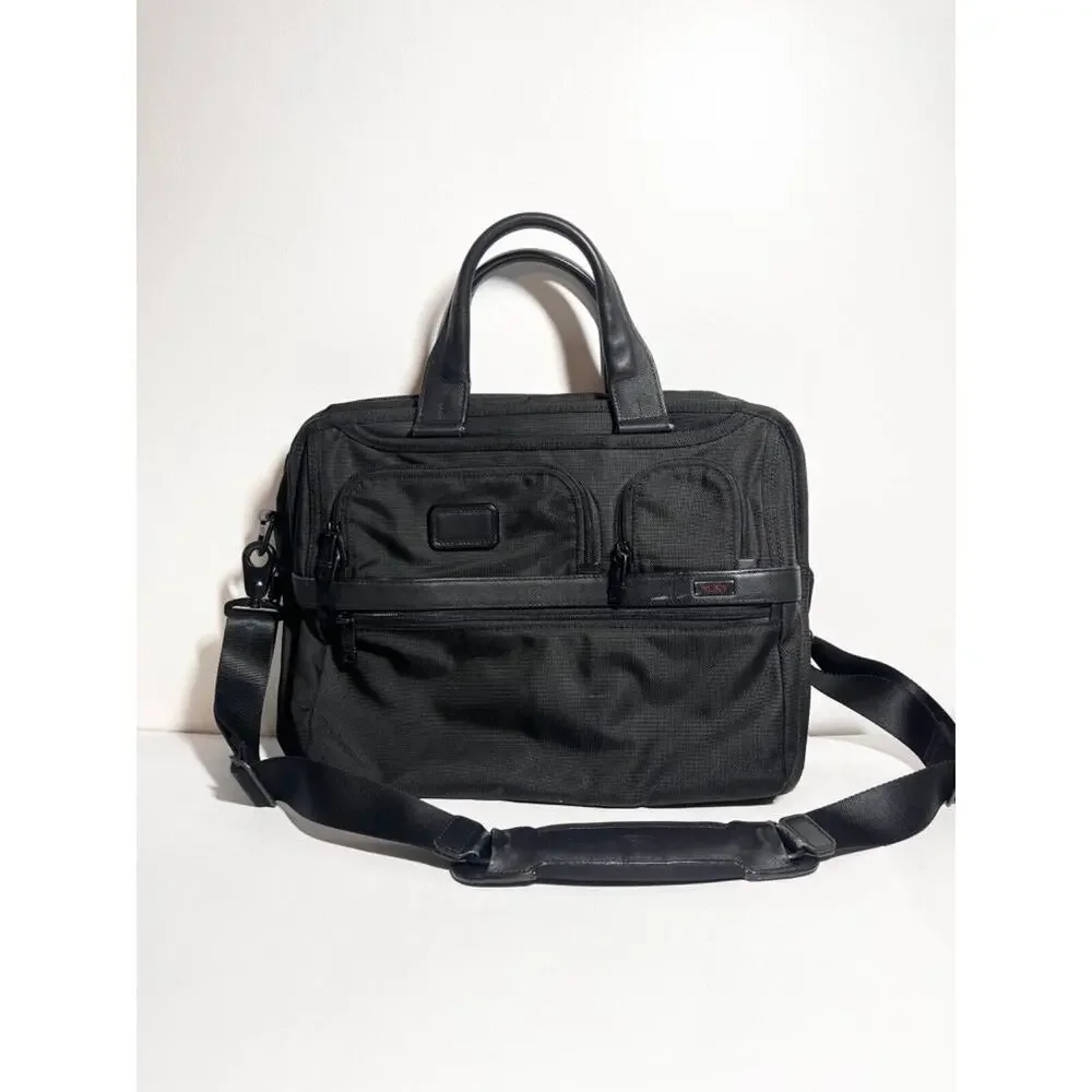 Tumi VGUC Black Ballistic Nylon Expandable Organizer Laptop Brief Bag Travel